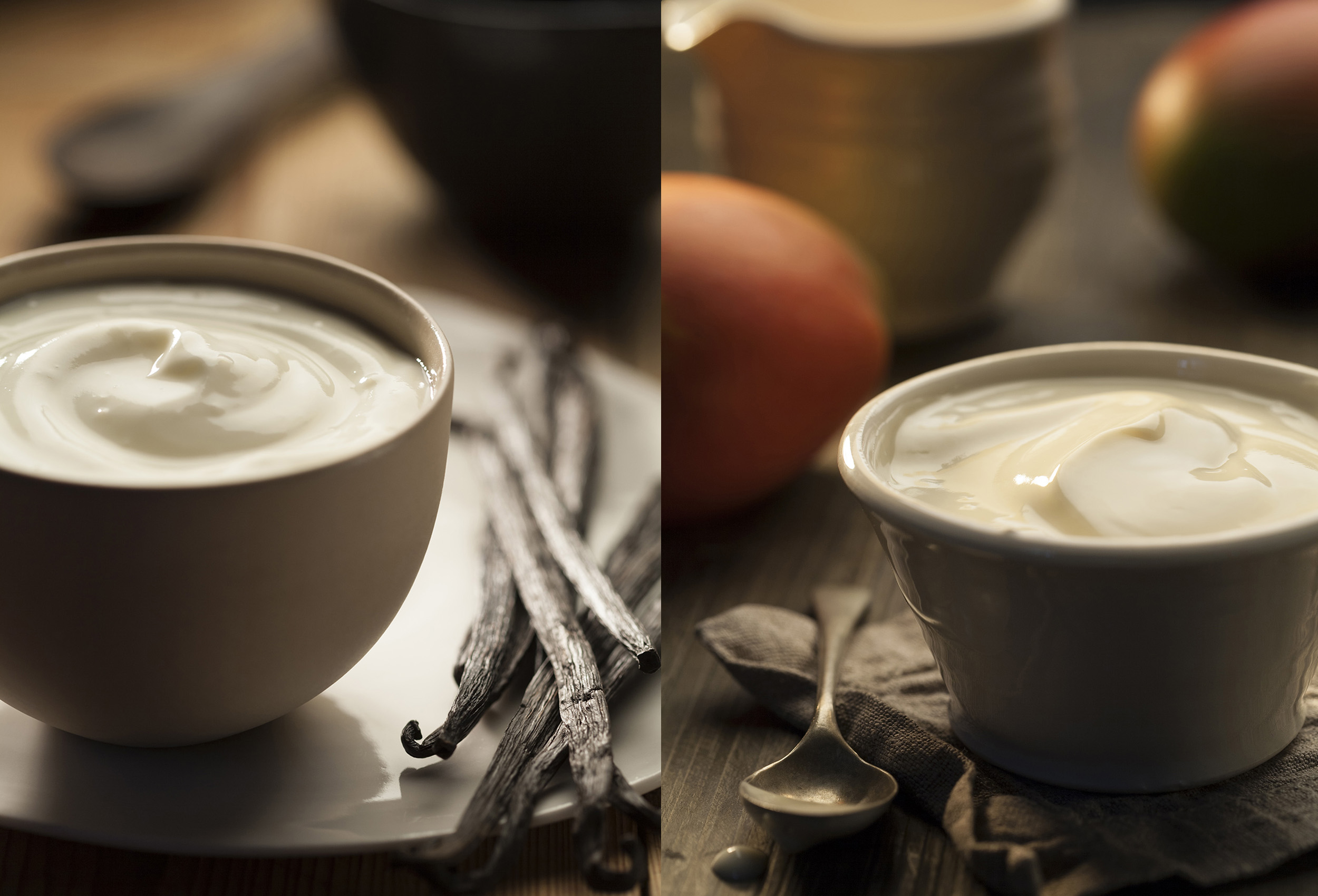 Dairy food, two shots of yoghurt. Paul Scott Photography, food.